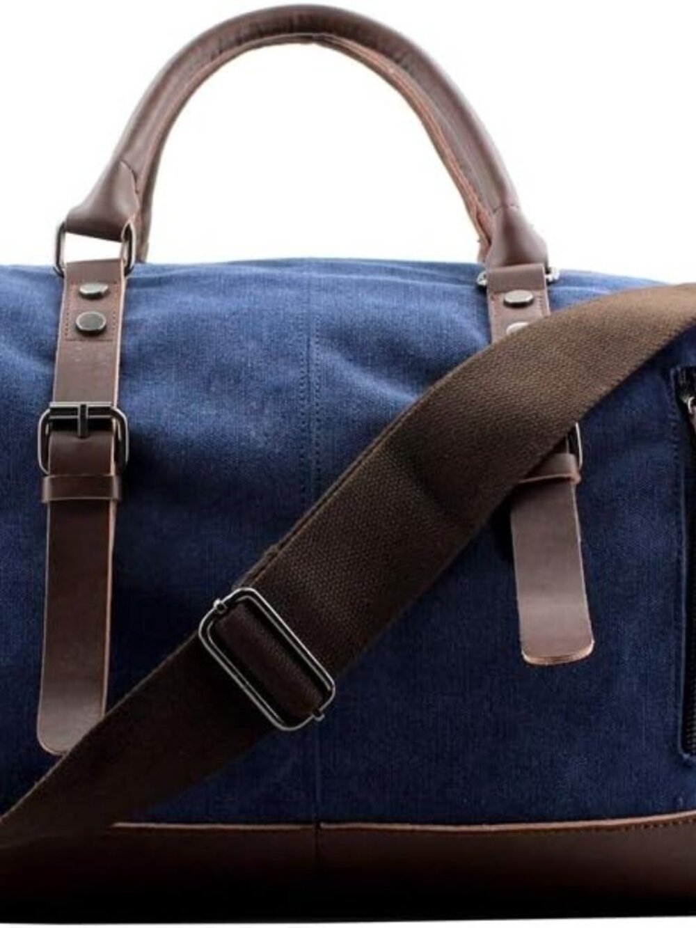 TIMBRYN Large Canvas & Leather Weekend Duffle Bag – Men's Vintage Travel CarryOn - Picture 13 of 17